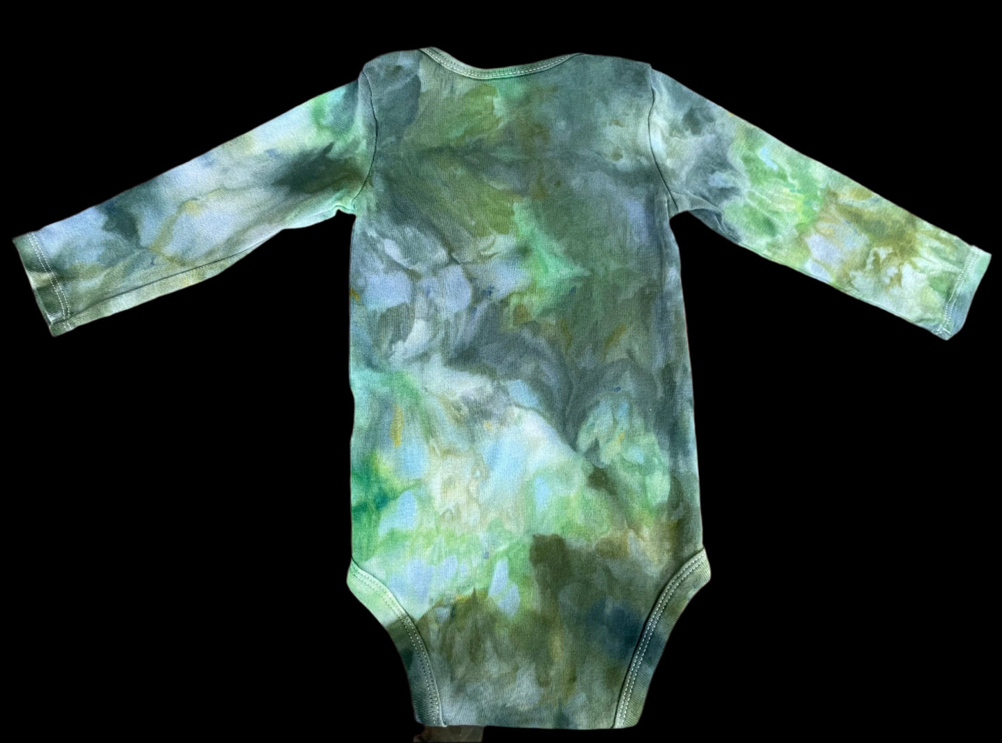 Onesie: Shades of Green Watercolor 12M Long Sleeve