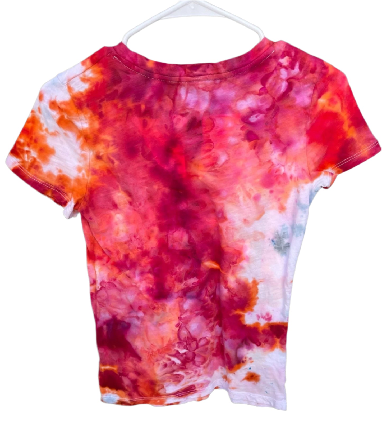Women's Red/Orange Watercolor XS V-Neck T-Shirt