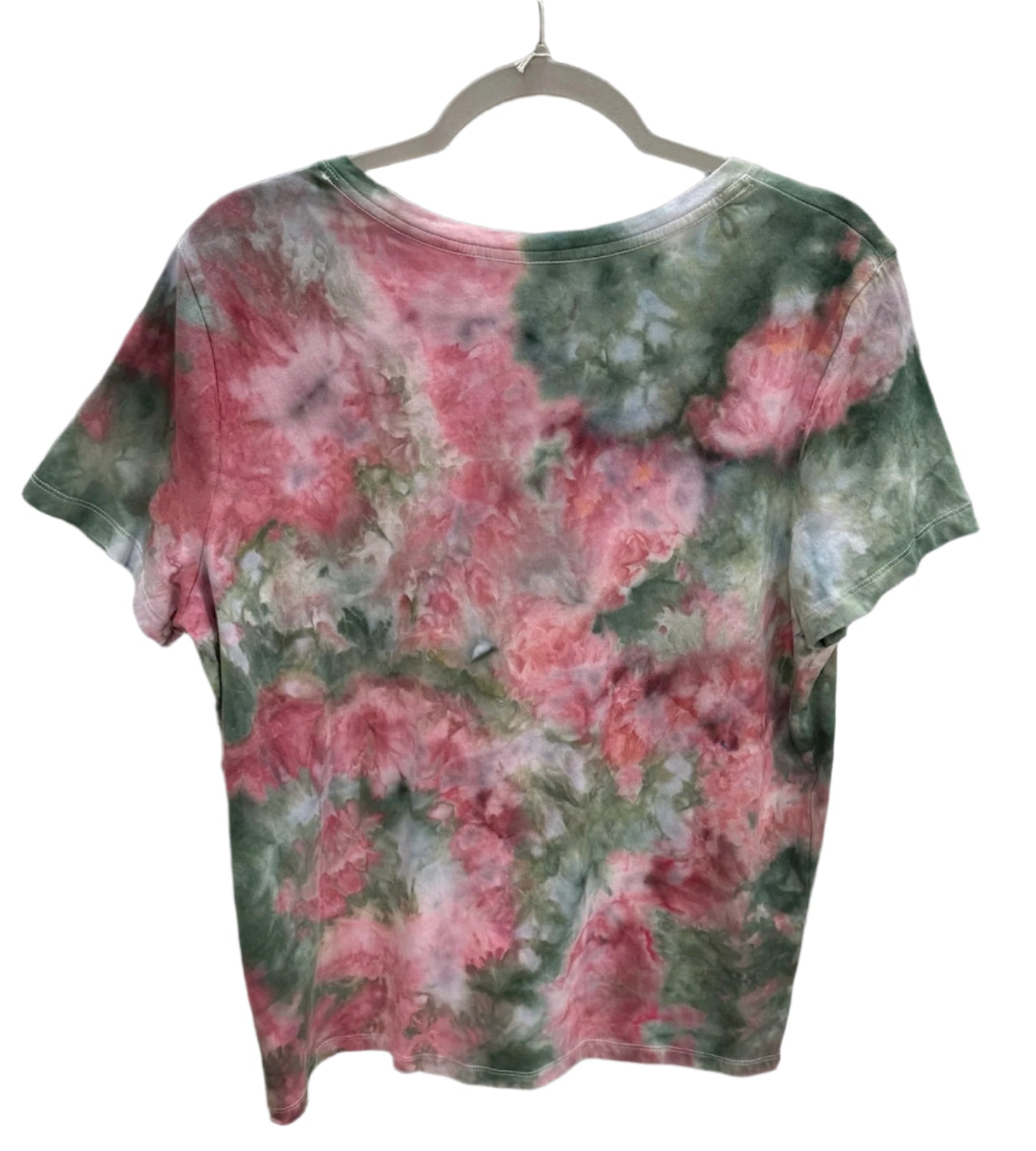 Women's Pink/Green XL V-Neck T-Shirt