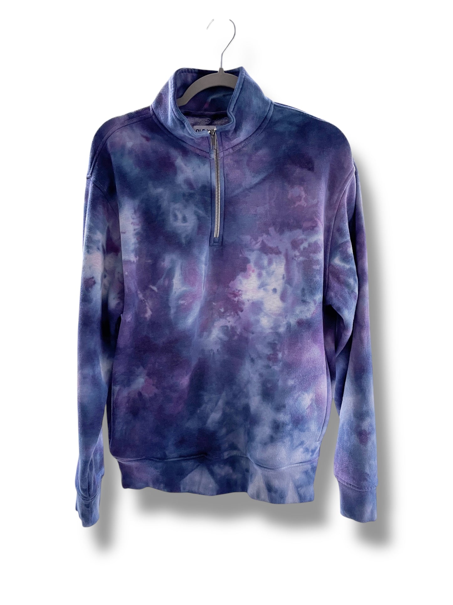 Men's/Unisex Navy/Purple Watercolor M Quarter Zip Sweatshirt