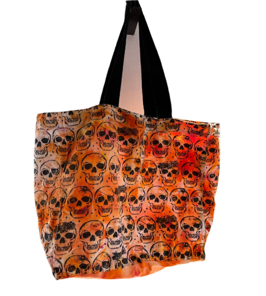 Tote Bag: Halloween Orange Skulls