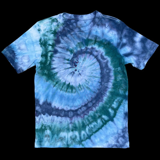 Boy's/Unisex Blue/Green Spiral M (8) T-Shirt