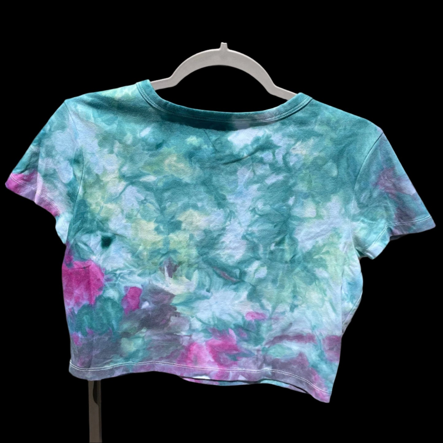 Women's Teal with Pink Watercolor XL Crop Top