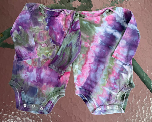 Bundle: Green/Purple/Pink 9M Long Sleeve Onesies