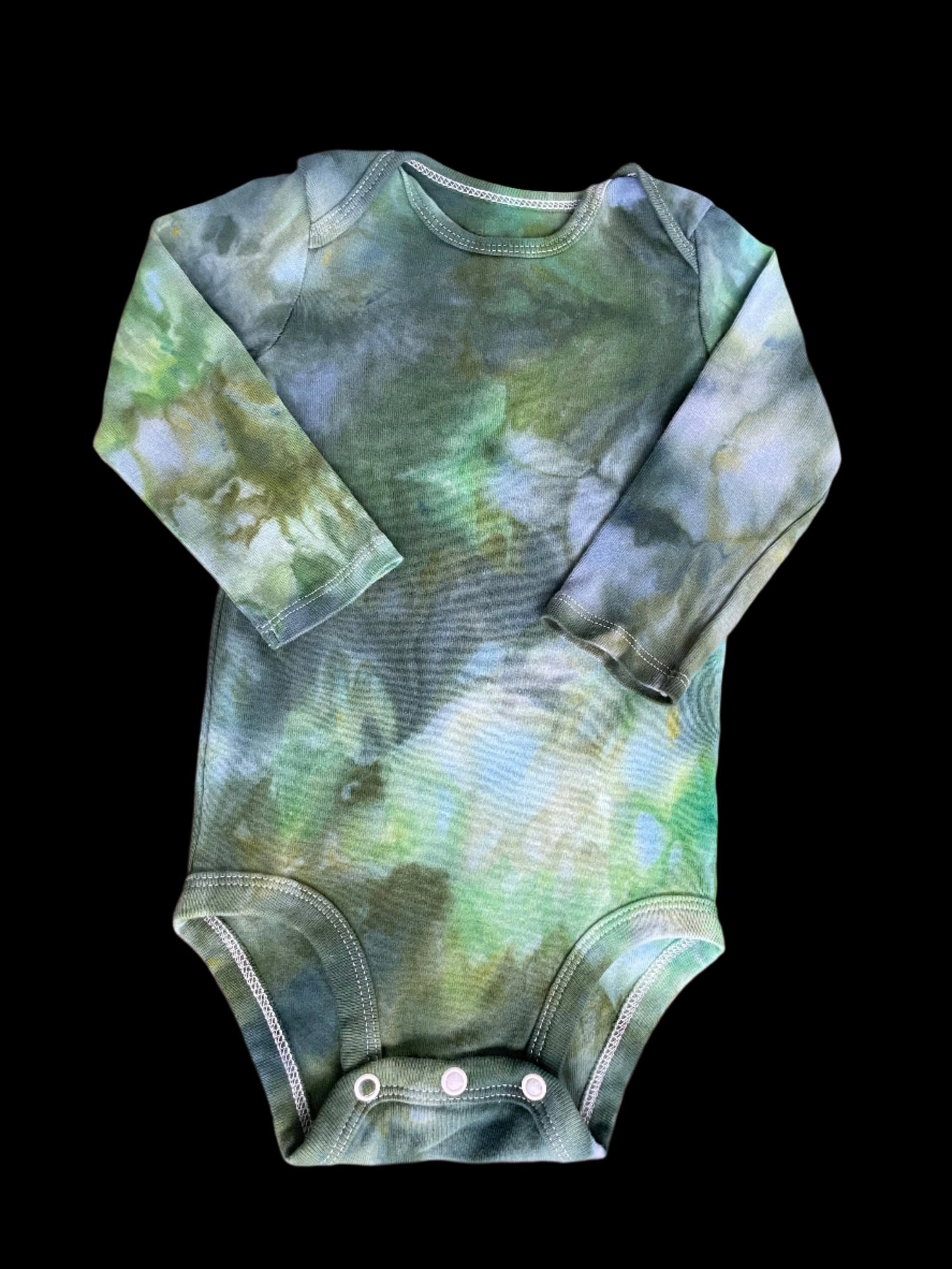 Bundle: Shades of Green Watercolor Long Sleeve 12M Onesies