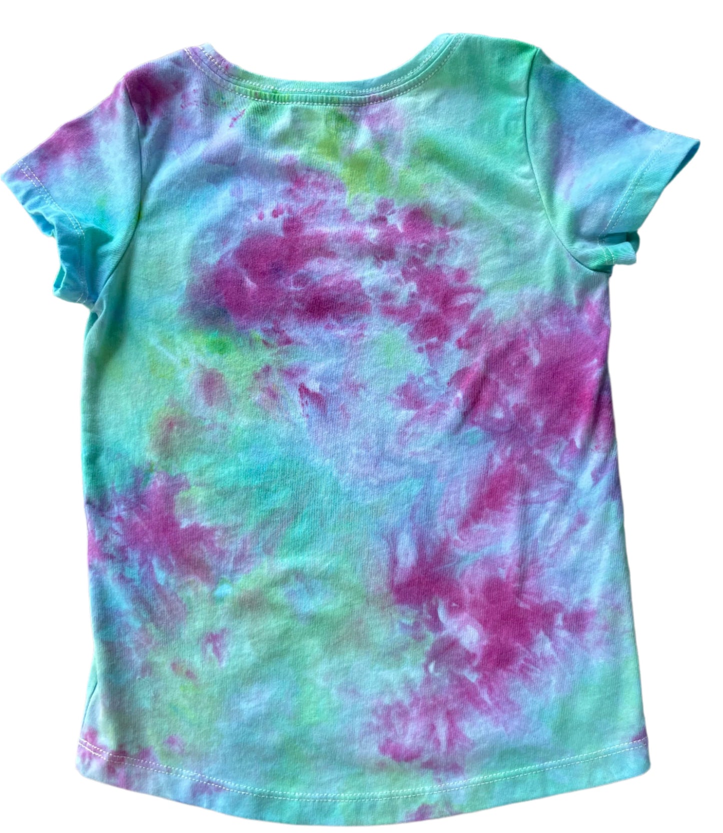 Girl's Purple/Blue/Green Watercolor XS (5) Heart Pocket T-Shirt