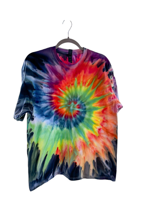 Men's/Unisex Gravity Rainbow Spiral with Black Edges XL T-Shirt