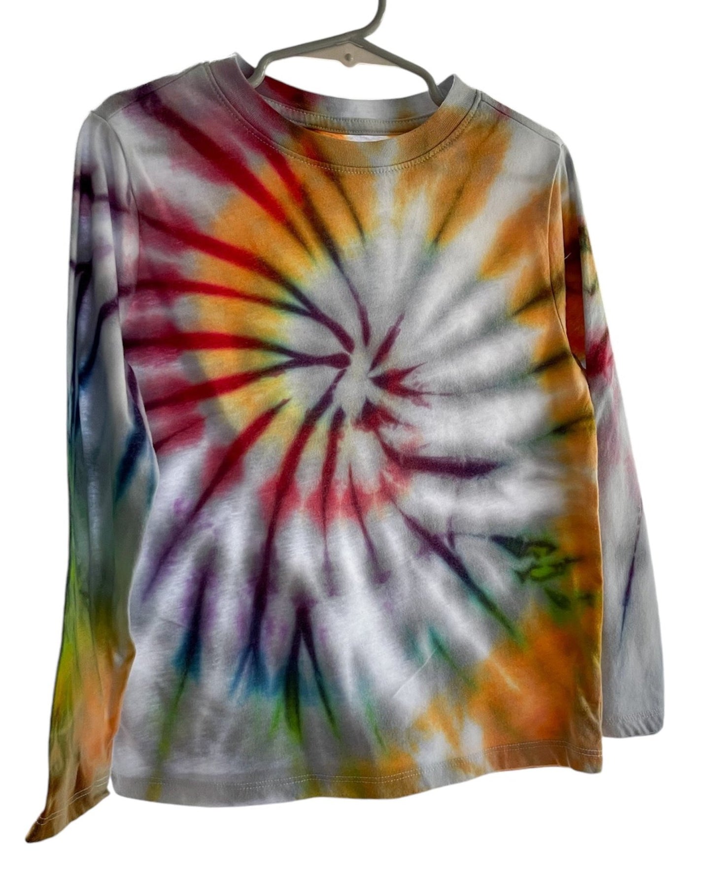 Boy's/Unisex Rainbow Over Gray Spiral XS (4/5) Long Sleeve T-Shirt