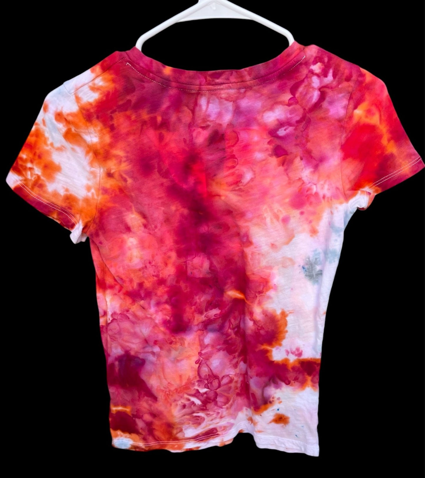 Women's Red/Orange Watercolor XS V-Neck T-Shirt