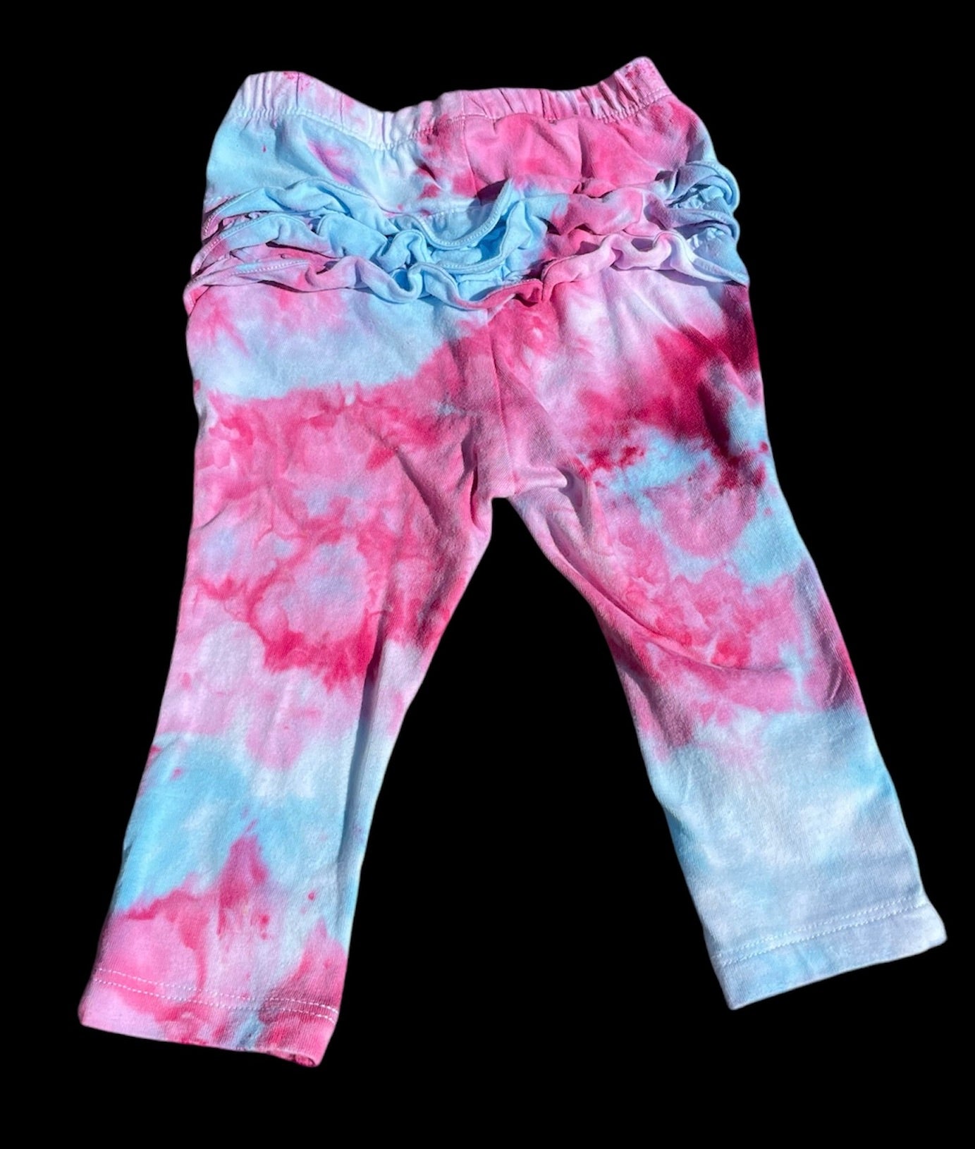 Baby Girl's Pink/Blue Watercolor 6-12M Ruffled Bottom Leggings