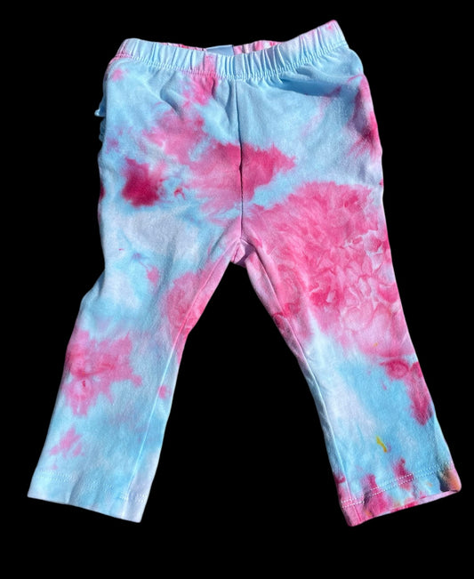 Baby Girl's Pink/Blue Watercolor 6-12M Ruffled Bottom Leggings