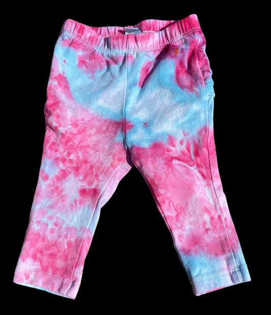 Baby Girl's Pink/Blue Watercolor 3-6M Ruffled Bottom Leggings