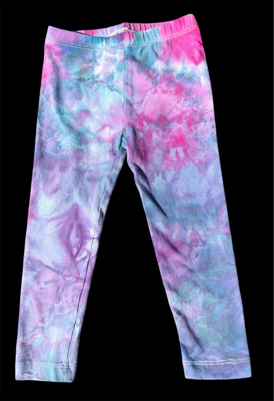 Girl's (Toddler) Teal/Pink/Purple Watercolor 2T Leggings