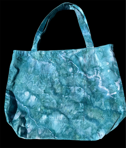 Tote Bag: Large Teal with Sinew Lines